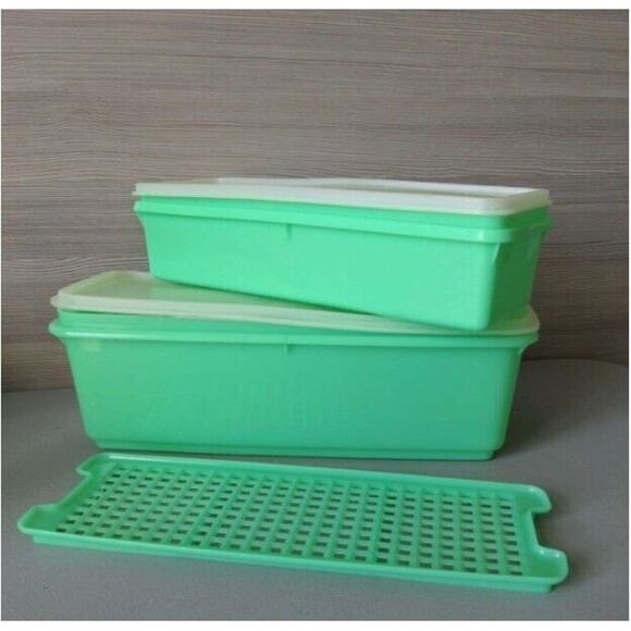 TUPPERWARE Bread Celery Vegetable Keeper Container Jadeite Green 782 892 Vintage - Picture 2 of 13